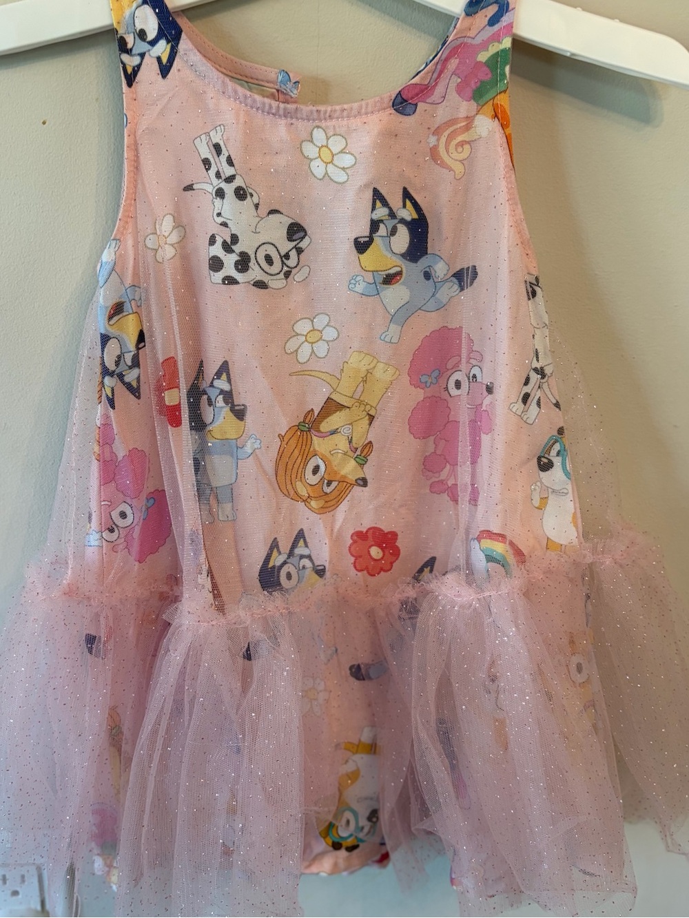 Bluey Sleeveless Gauze Overlay Dress